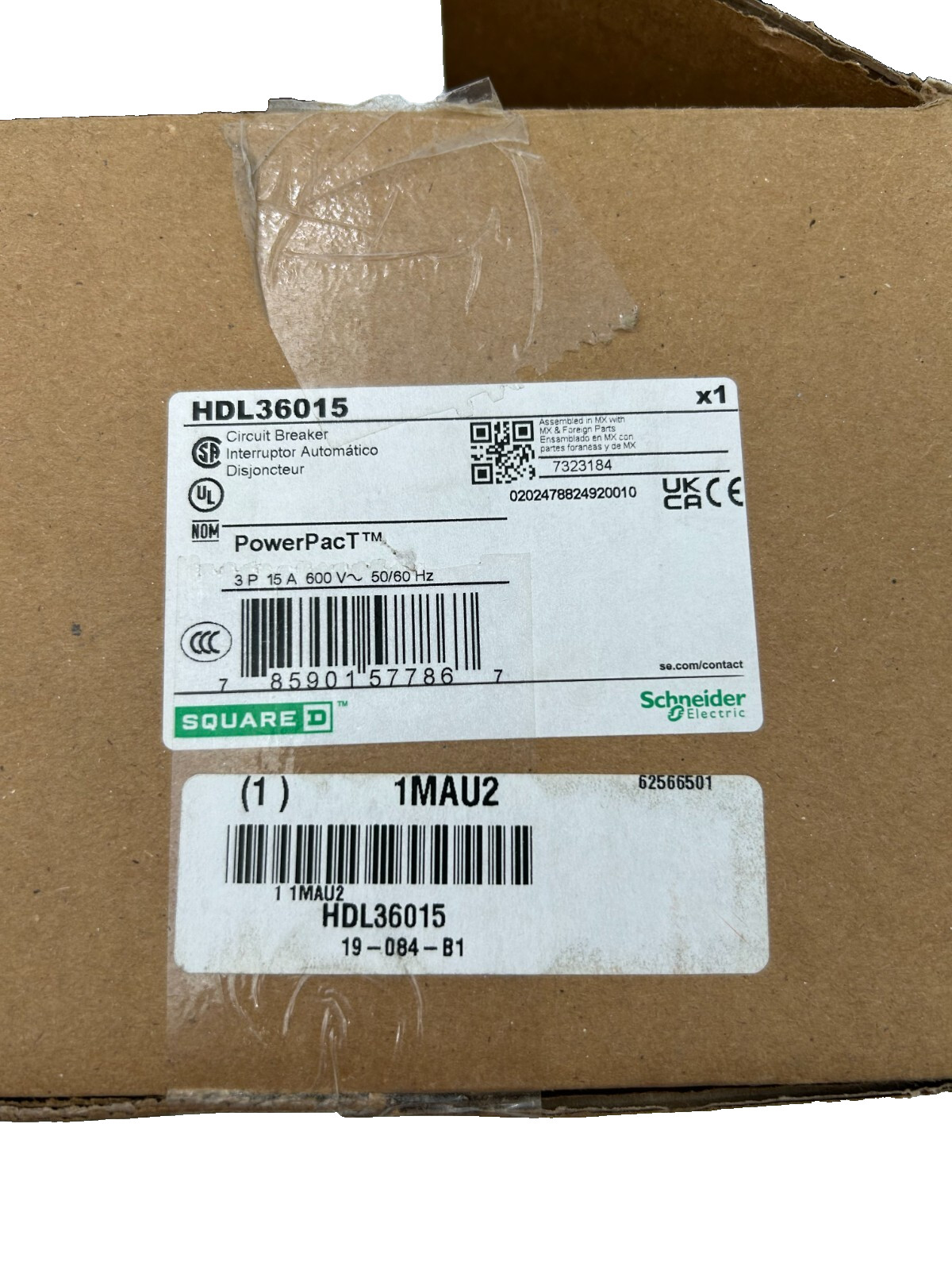 Schneider Electric HDL36015 Black Green 600V 15A 50-60Hz Circuit Breaker