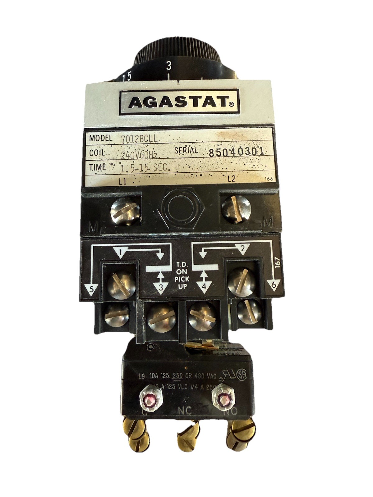 AGASTAT TIME DELAY RELAY 7012BCLL 1.5 To 15 Second