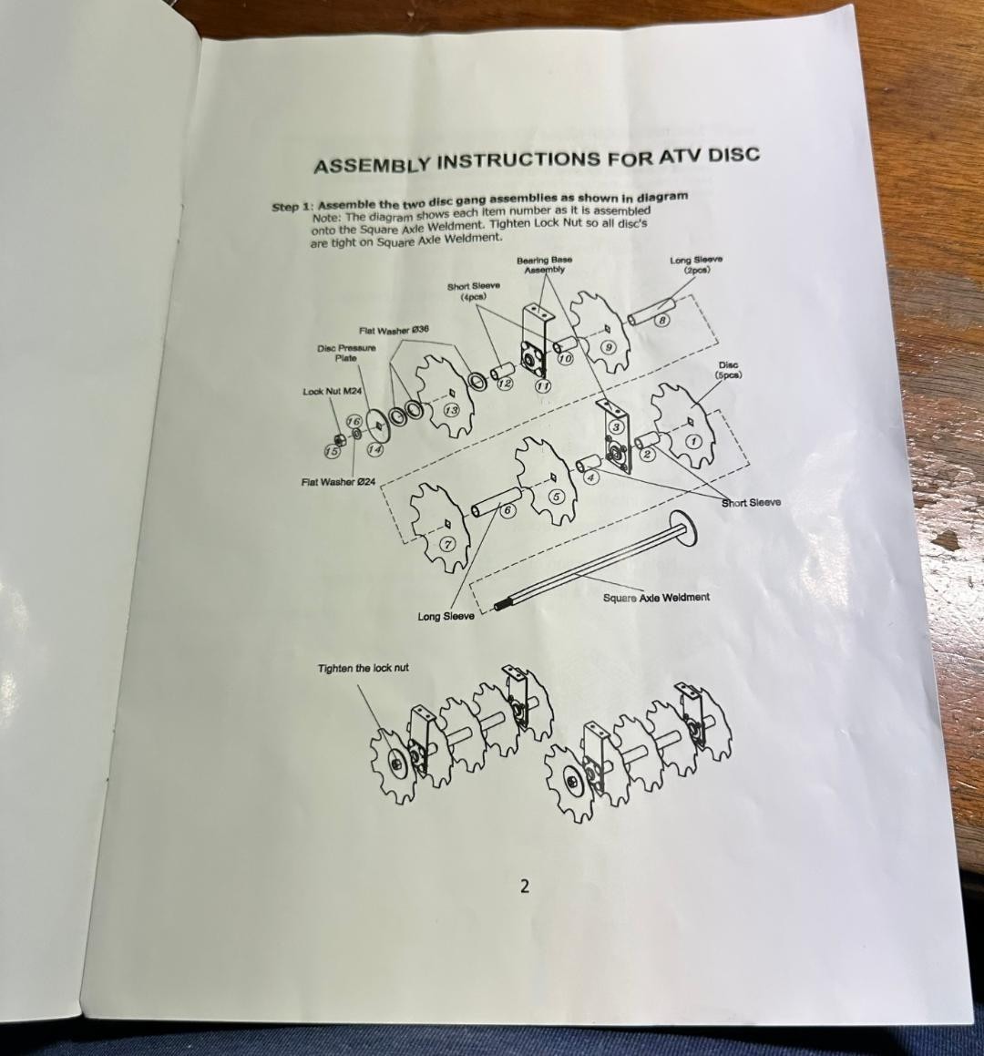 Disc Harrow ATV Tow Behind Original Factory Owner’s Manual