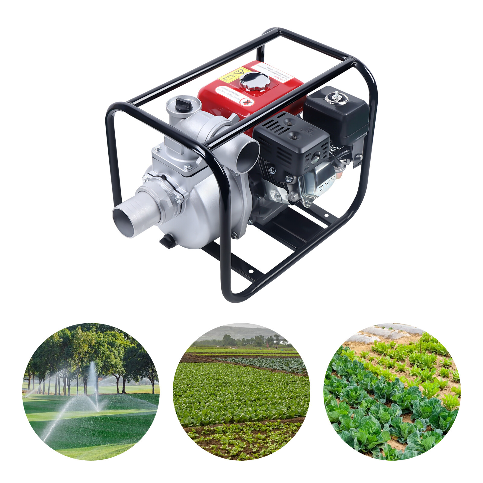 7.5HP Irrigation Water Pump Gas Powered Pump 3″ Garden Farm High Pressure Pump