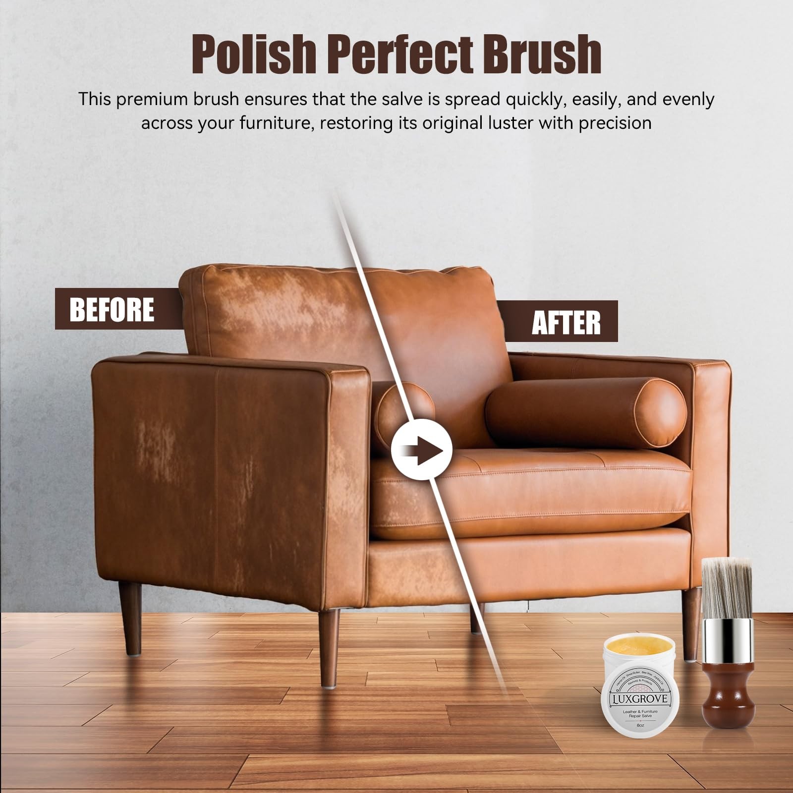 LUXGROVE® Leather & Furniture Polishperfect 2.4 Ounce (Pack of 1), Brown