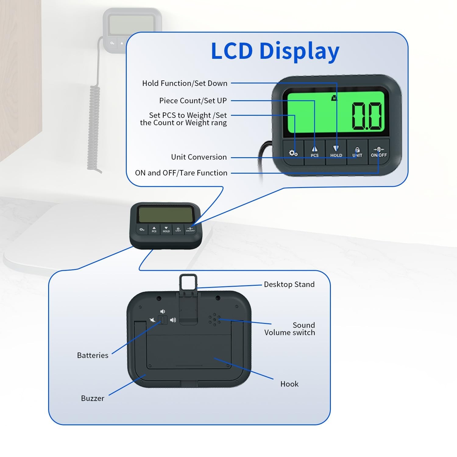 High Precision Digital Shipping Scale 440lb/0.35oz – Tare, Hold, Count Functions