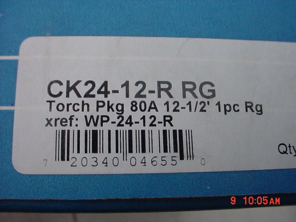 CK Worldwide Hand Held Air Cooled Tig Torch CK24-12-R RG 12 1/2 Foot