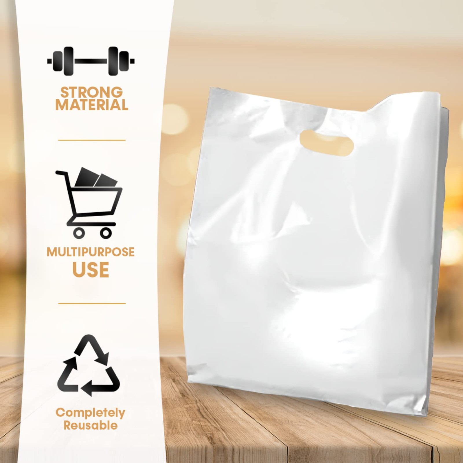 Merchandise Bags, Die Cut Handles, Strong, Durable, and Tear Resistant Bags P…