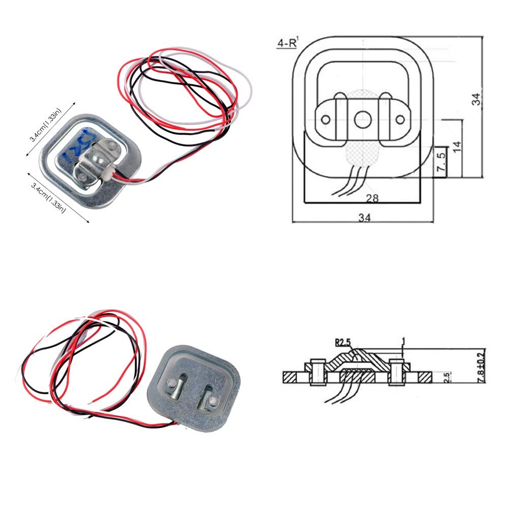 4 x 50kg Load Cell Half Bridge Strain Gauge Weight Sensor with 1x HX711 Module