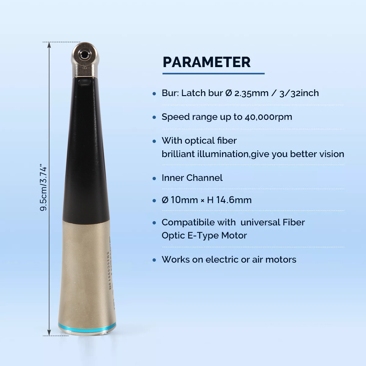 1-5* NSK Style Dental Fiber Optic 1:1 Contra Angle Handpiece Inner Push E-Type