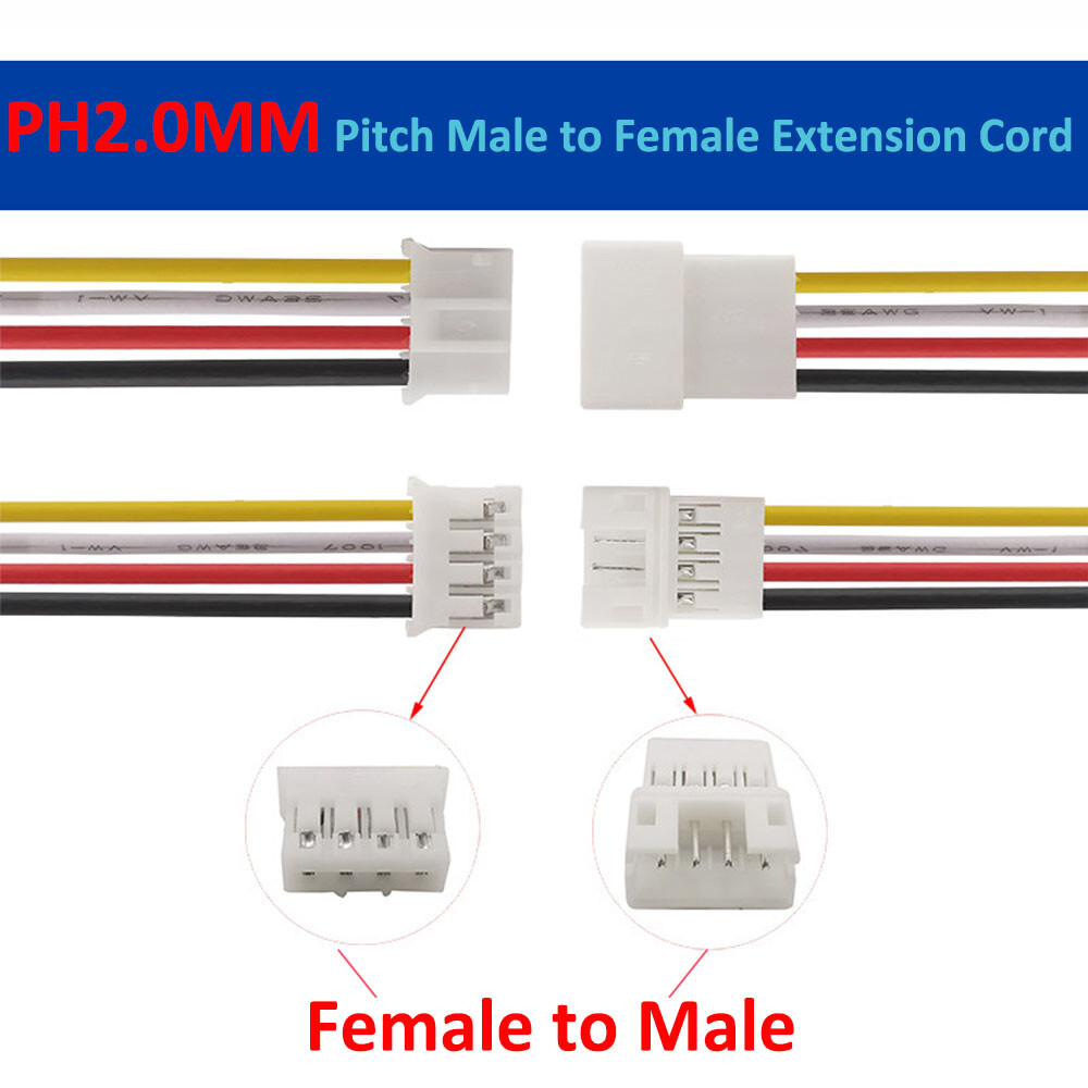 PH2.0mm Dual Male to Female Terminal-Connection-Electronic Wire 2P/3P/4P/5P/6P