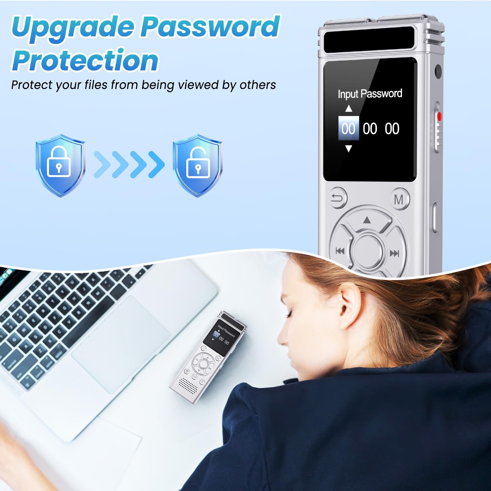 Digital Voice Recorder 136GB 9775 Hours Playback – Activated Noise Reduction