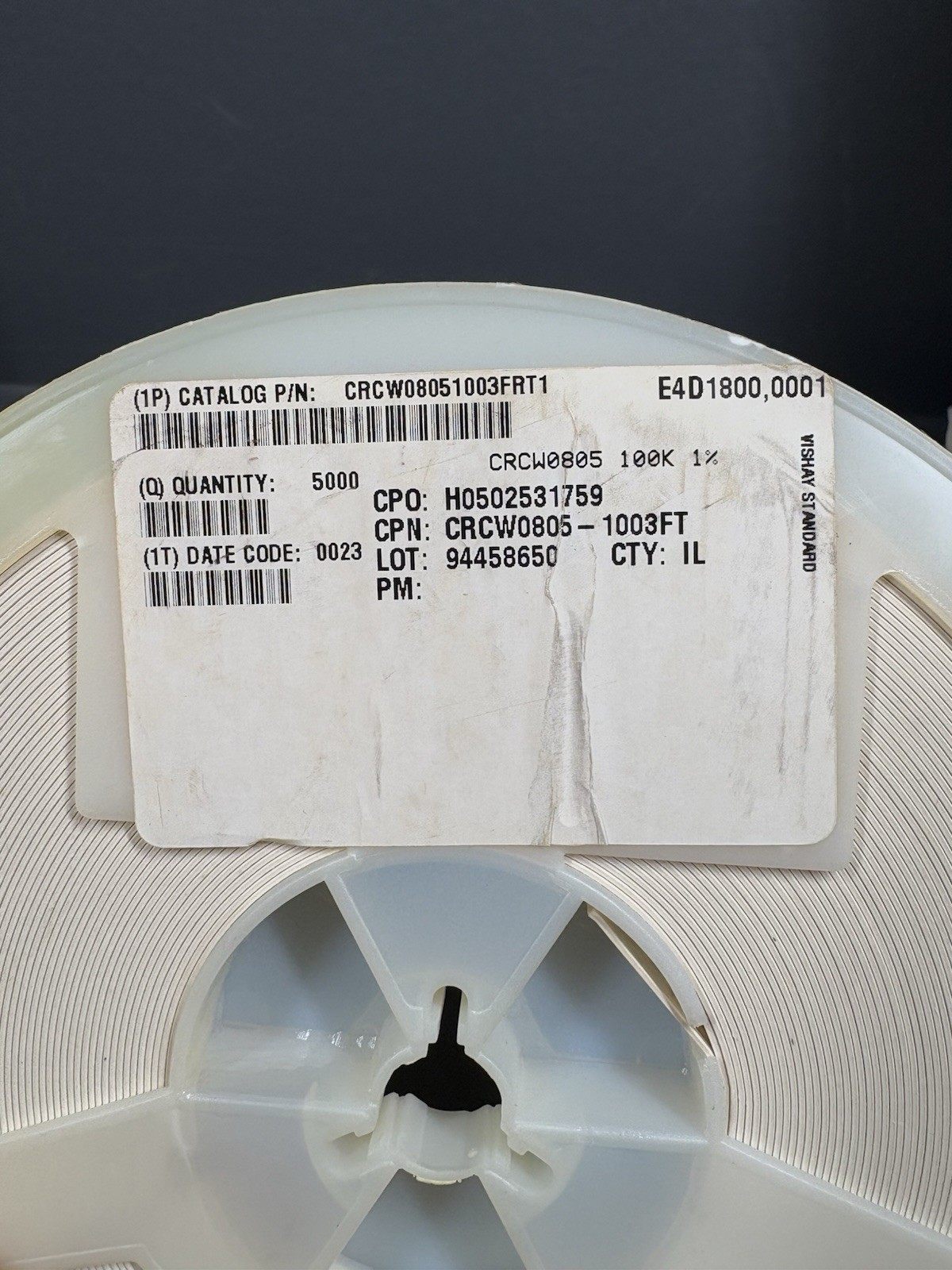10000PCS Vishay CRCW0805 100KΩ 1% Thick Film Chip Resistors 0805 SMD CRCW0805100