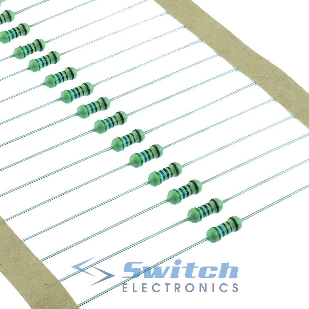 0r to 4.7M Metal Film Resistors 0.25W 1% Tolerance 10 or 50 Pack