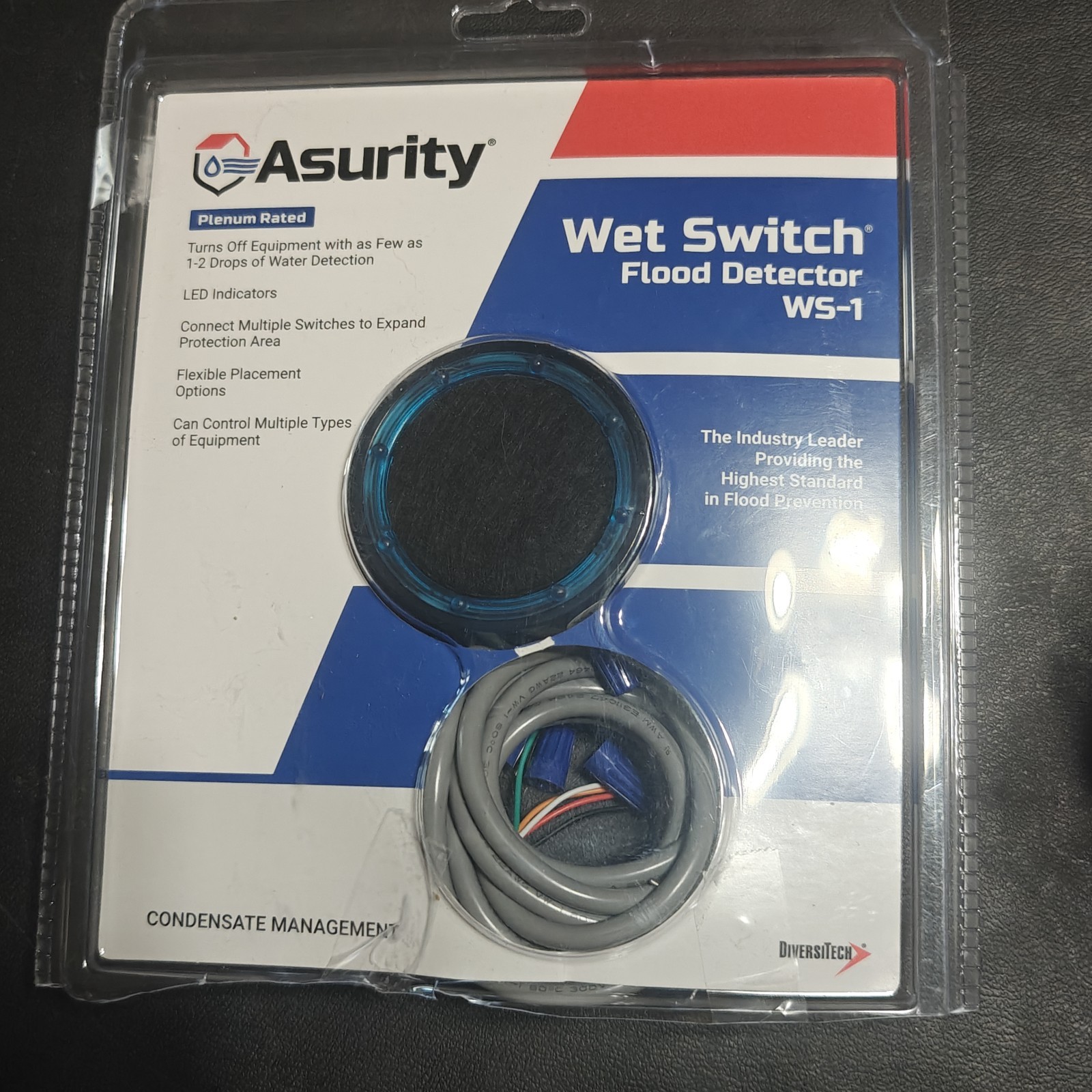 DiversiTech Asurity Wet Switch Flood Water Detector WS-1 (NEW OPEN BOX)