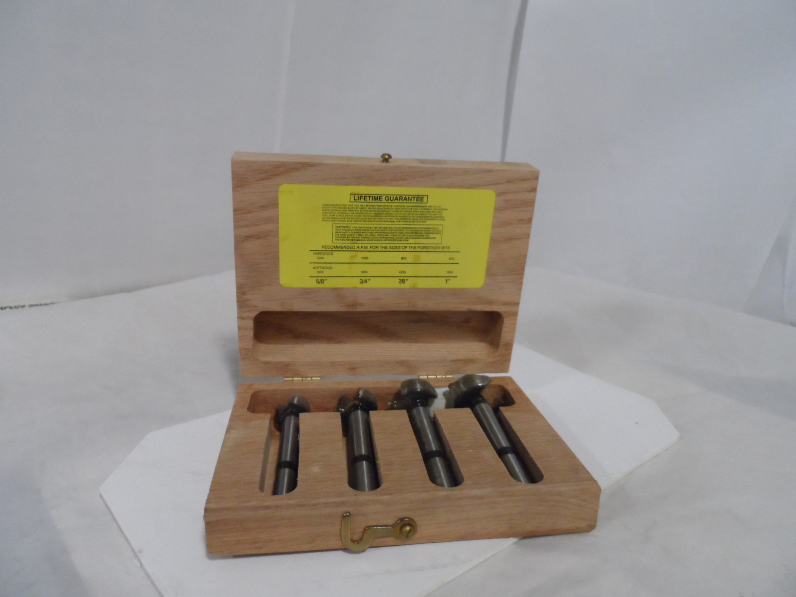 IRWIN Austria 4-Piece Forstner Bit Set 5/8″ 3/4″ 7/8″ 1″ in Wood Box-New In Box