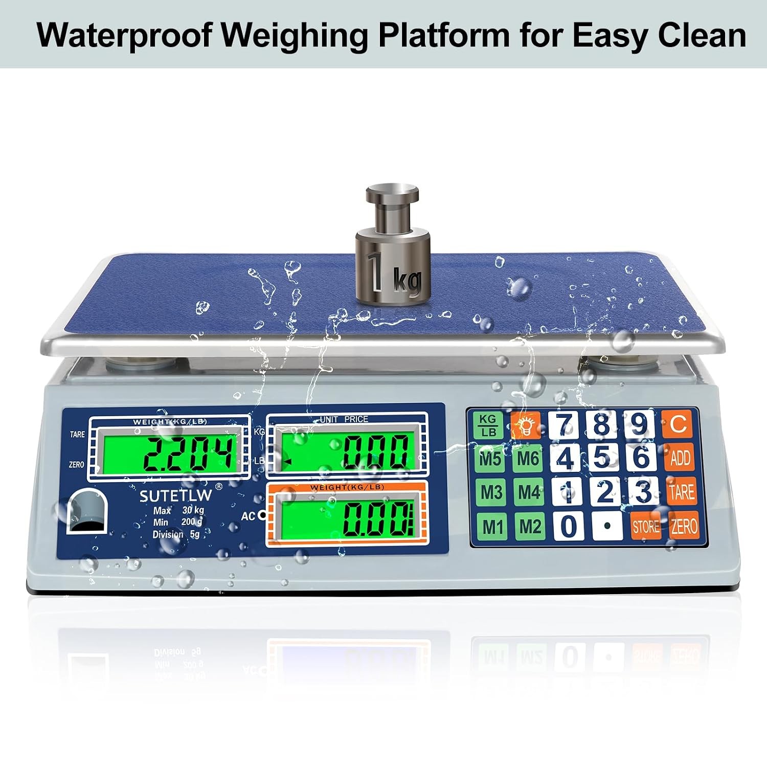 Price Computing Scale 66lb/30kg Dual LCD Digital Commercial Price Scale W/