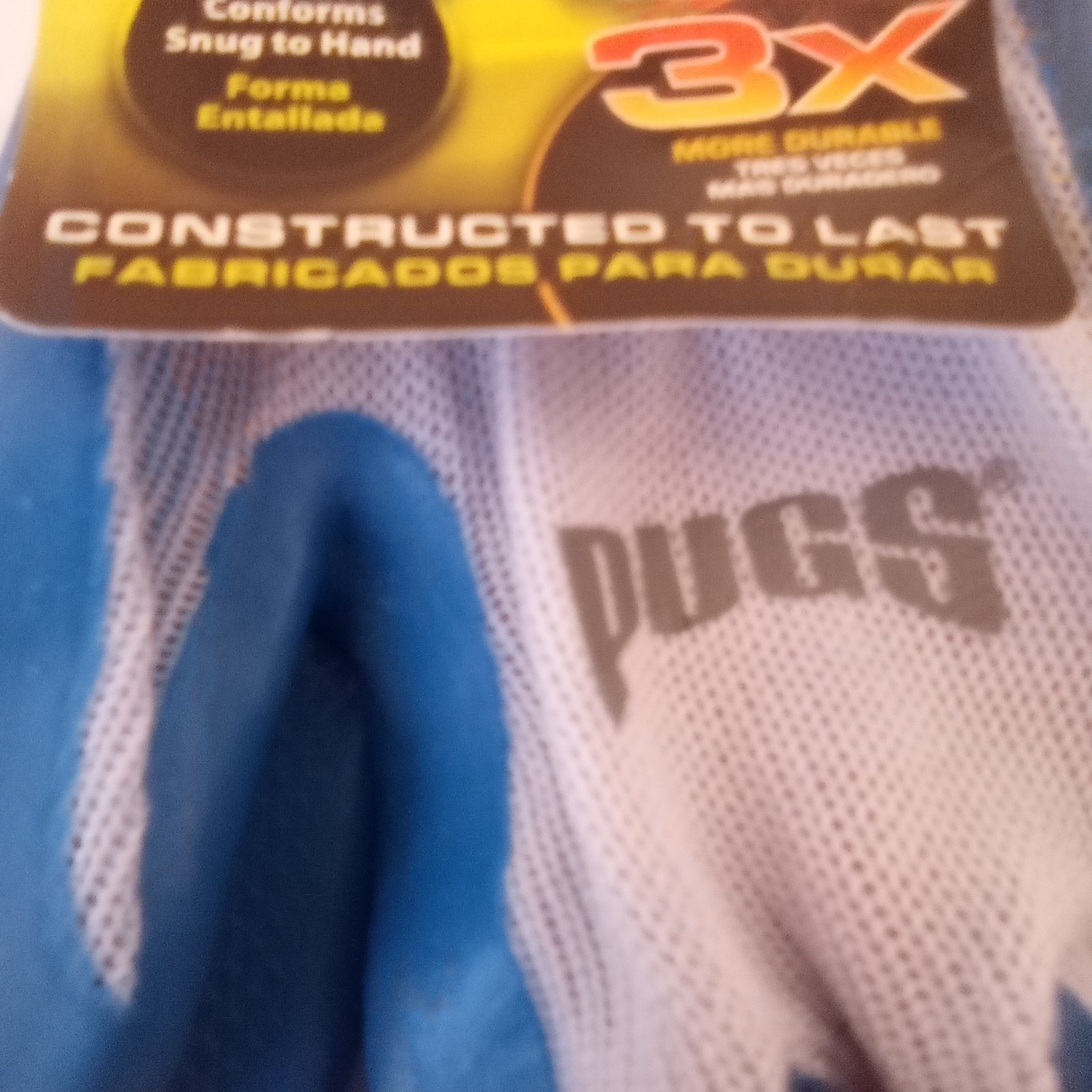 Pugs Ultimate Iron Paws Blue Gray Breathable Texture Rubber Palm Gloves sz L NWT