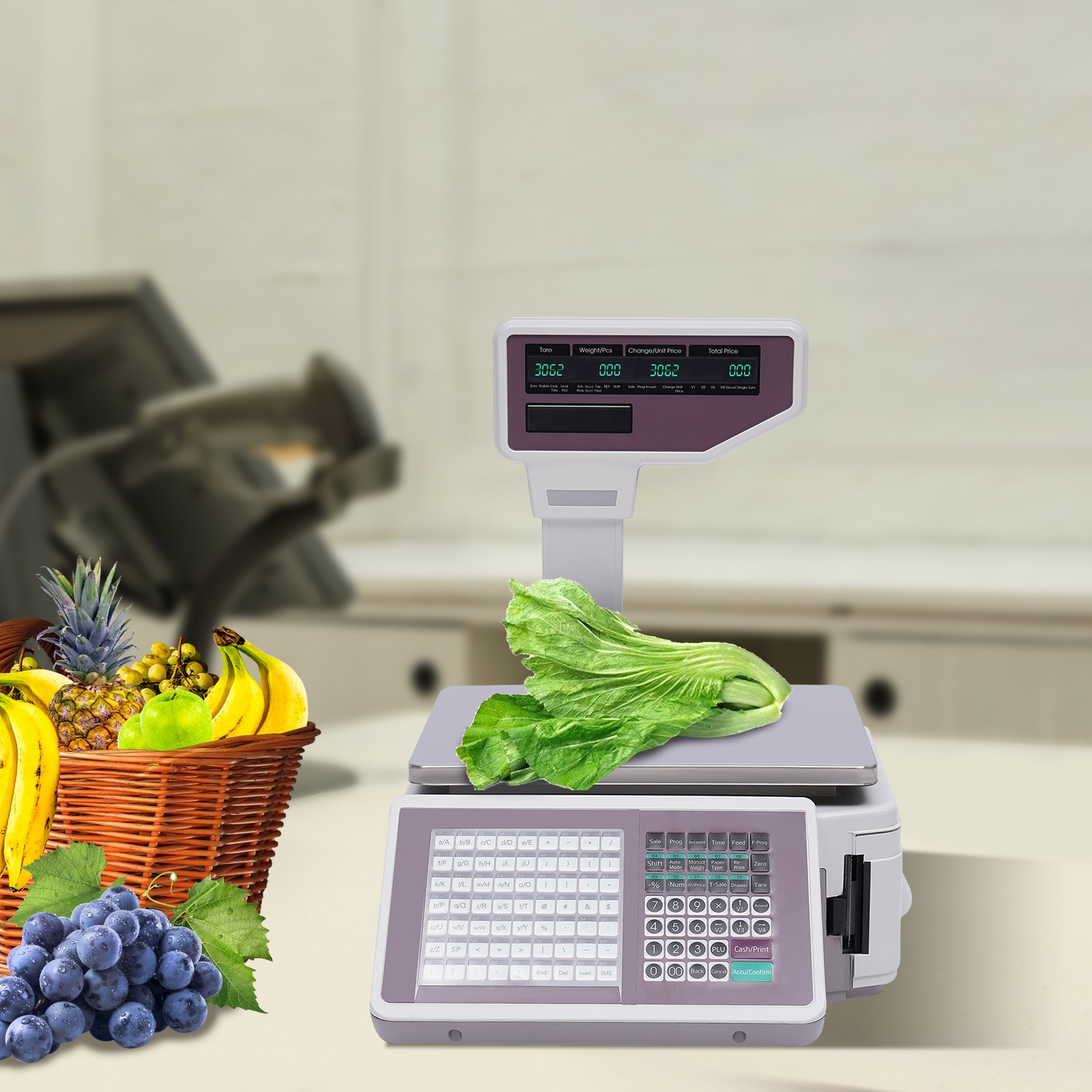 Electronic Scale Digital Price Computing Scale with Thermal Label Printer 66LB