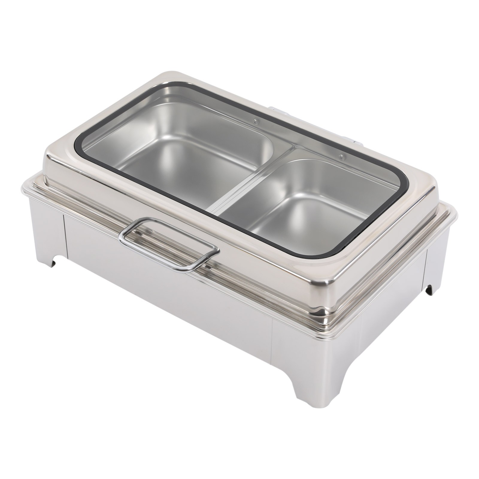 400W 9.5QT 2 Tray Stainless Steel Chafer Chafing Dish Catering Food Warmer Hotel