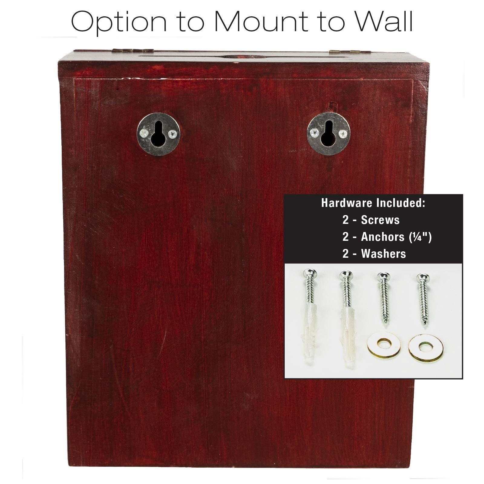 EXCELLO GLOBAL PRODUCTS Red Mahogany Suggestion Box with Lock: Wooden Ballot …