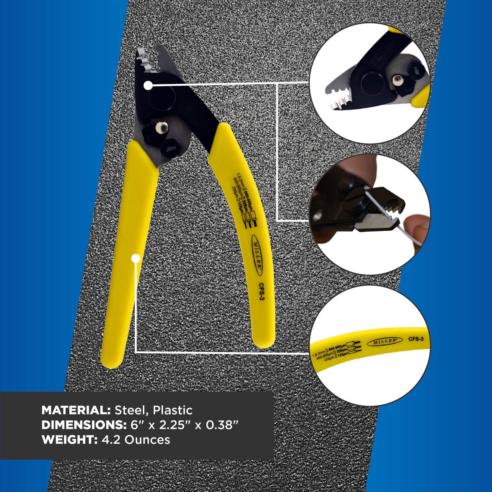 CFS-3 Series Three-Hole Wire Stripper Safe Cable-Splicing Tool 4.2 Ounces