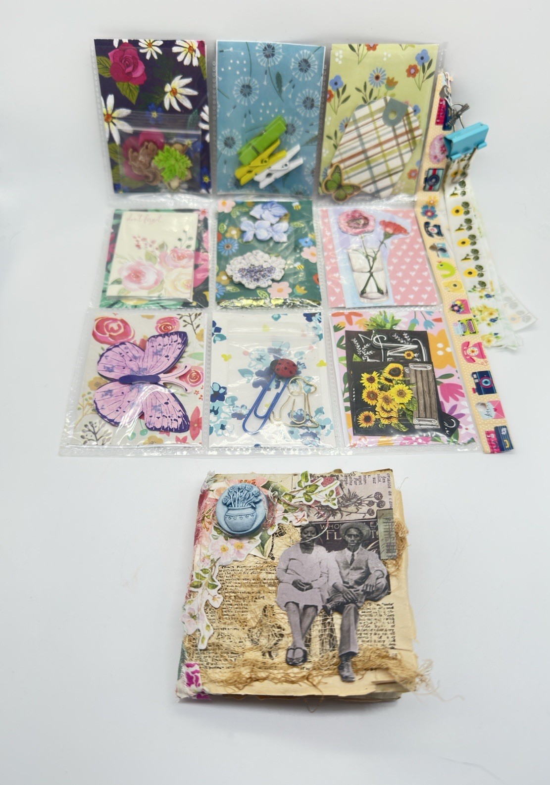 Junk Journal Small 4×4 With Coffee Dyed Paper Plus Pocket Letter All Handmade