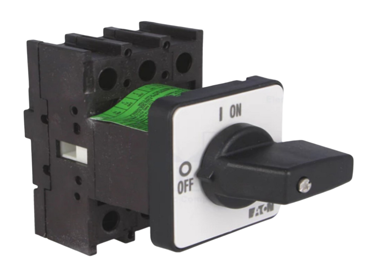Eaton P1‑32 EZ Switch Disconnector 32A 3P On Off Black Thumb Grip Center Mount