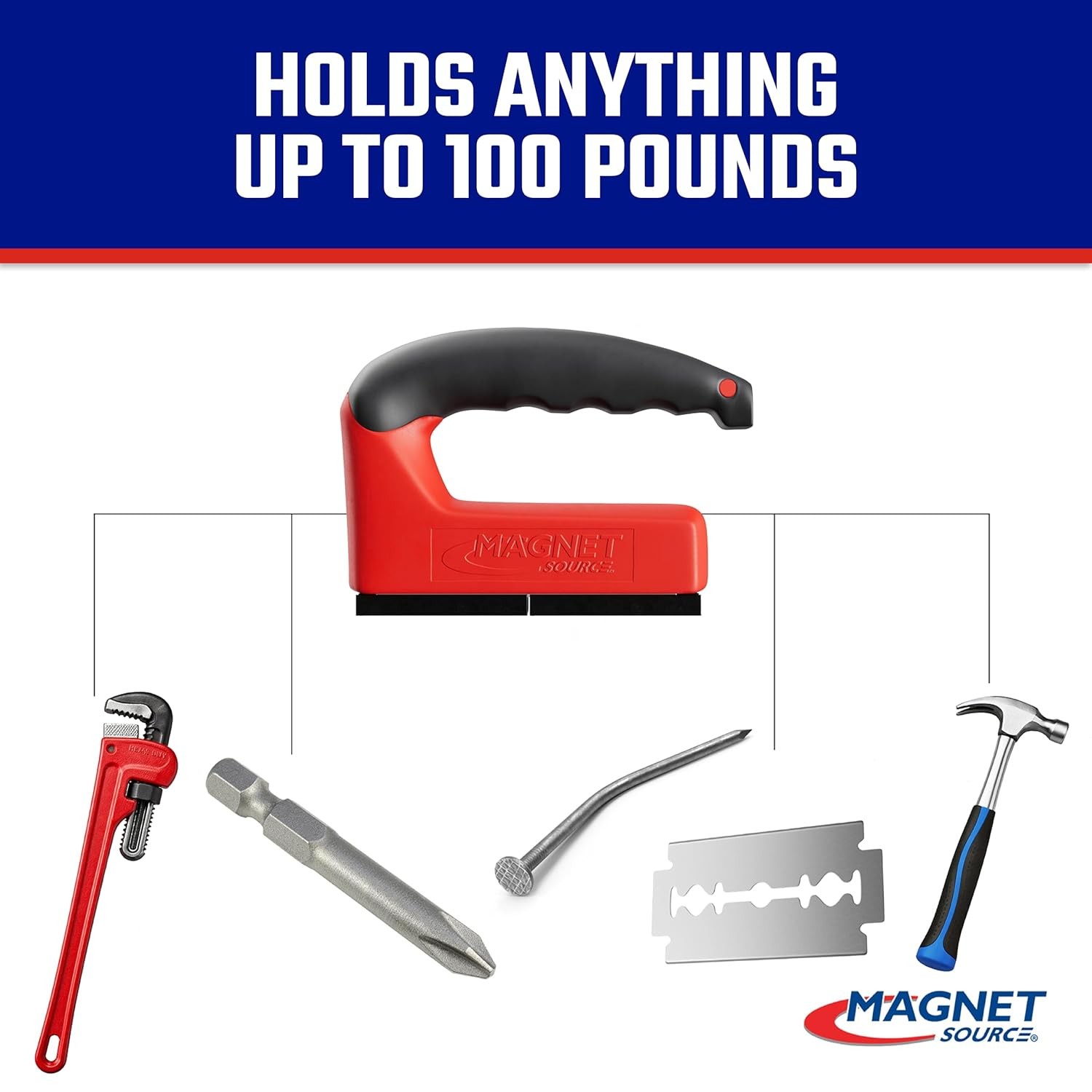 Master Magnetics 100 lb Pull Force Handle Magnet Red 07501 Pack of 3 Strong