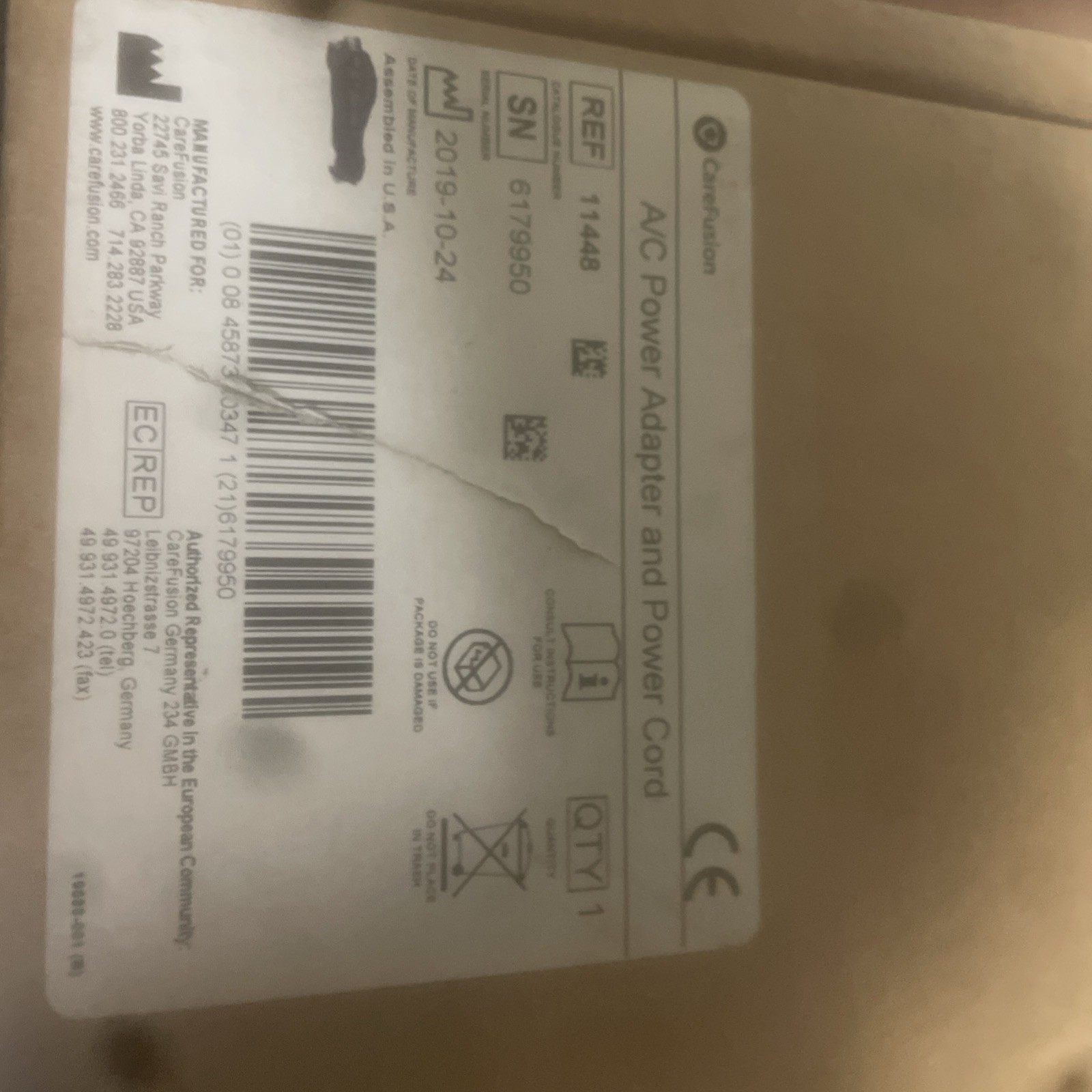 CAREFUSION VYAIRE LTV VENTILATOR AC POWER ADAPTER PULMONETIC SYSTEMS ZOLL IMPACT