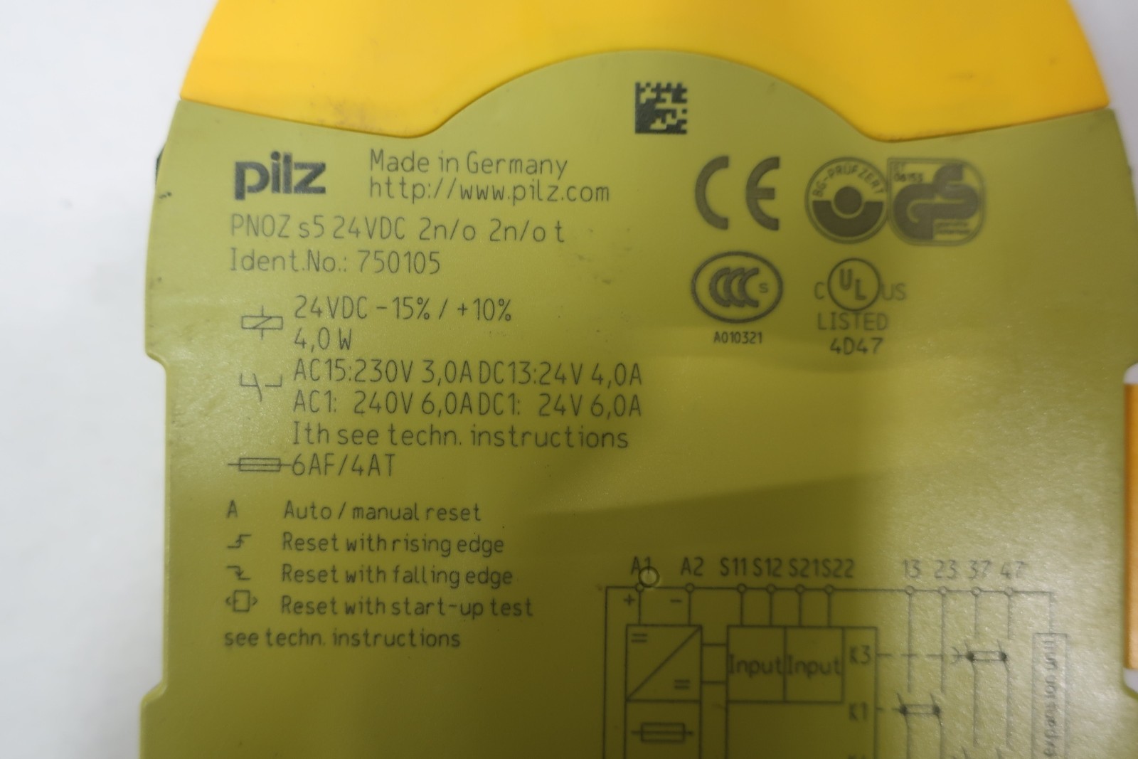 Pilz PNOZ S5 24VDC 2N/O 2N/OT 750105 Safety Relay 230v-ac 24v-dc