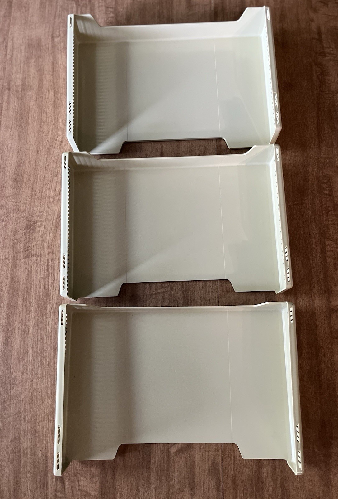VTG 80s Tenex Stack On Desk Letter Paper Trays Tan MCM Organizer USA 3 Pieces