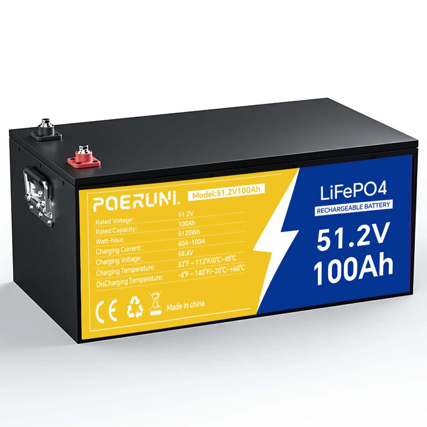 48V 100Ah LiFePO4 Deep Cycle BMS Lithium Battery for Off-Grid Solar Built-in BMS
