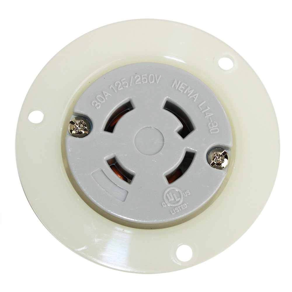 EMA L14-30R 3Pole 4W 30A 125/250V Flush Mount Twist Lock Receptacle Flange Outle