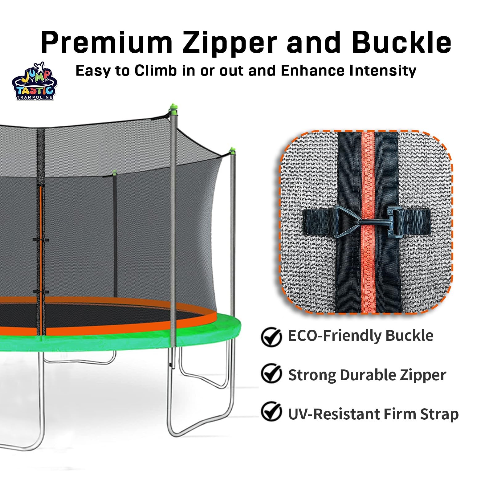 14FT Trampoline Net Replacement – 6 Straight Poles, 71in Height, UV Resistant