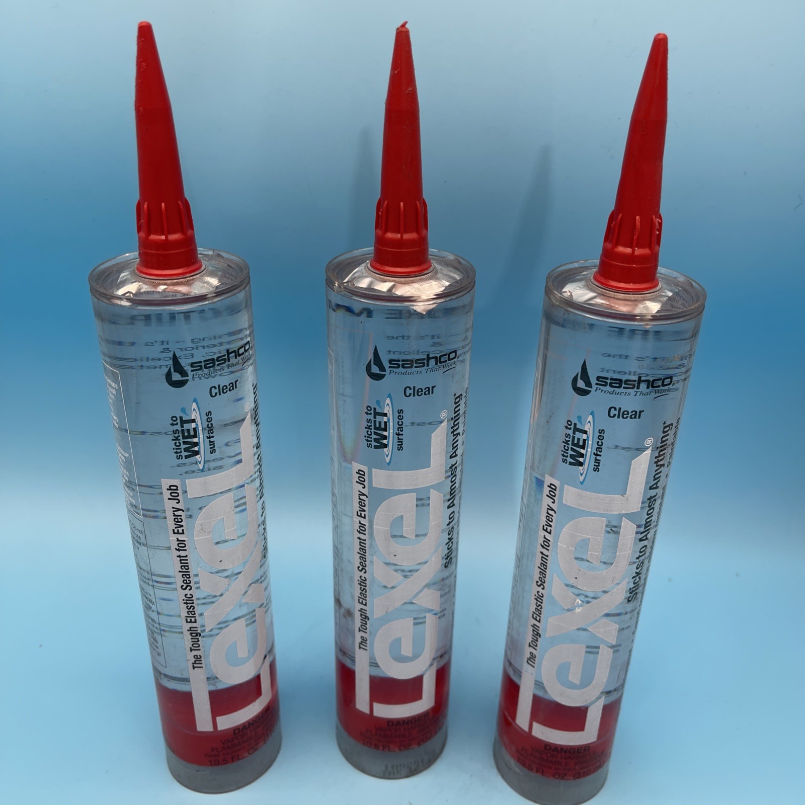 3 Pack Sashco Lexel Clear Sealant 10.5 fl oz New