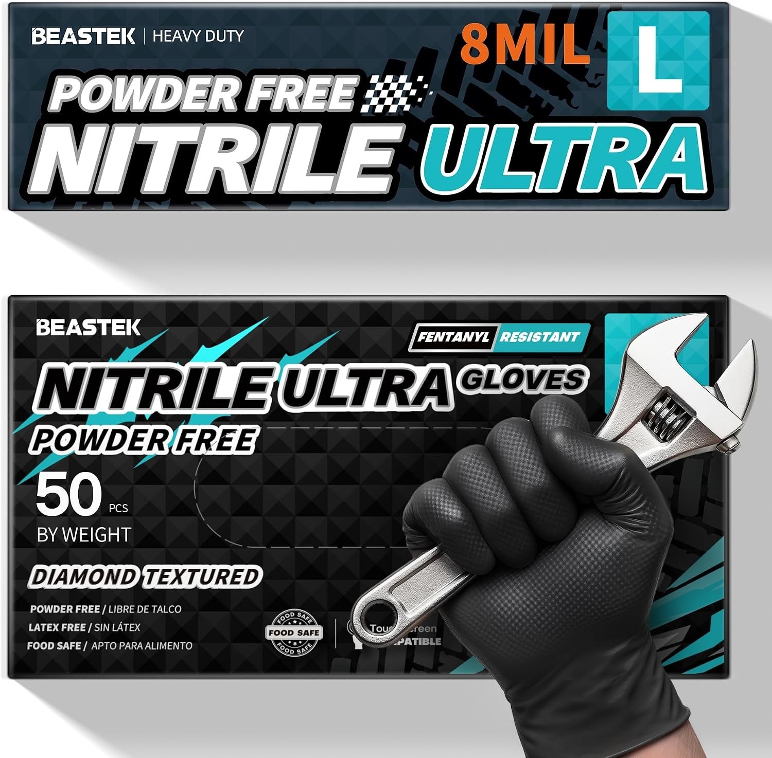 Nitrile Disposable Gloves 8 Mil – Heavy Duty Chemical Resistant Black 50 Pcs