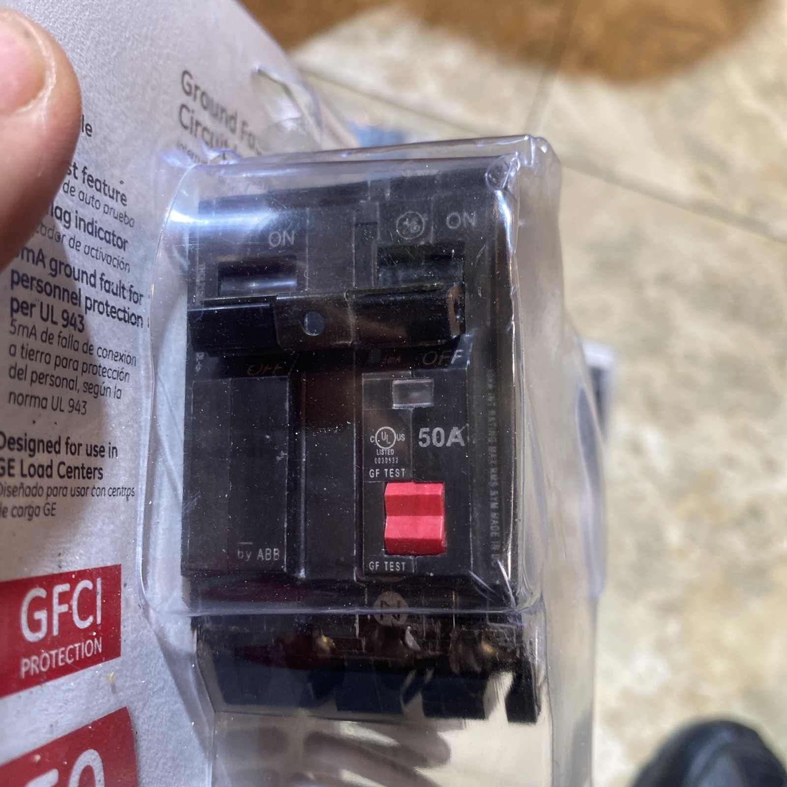 GE THQL2150GFT2P 2 Pole 50A 240V Ground Fault Circuit Interrupter Breaker