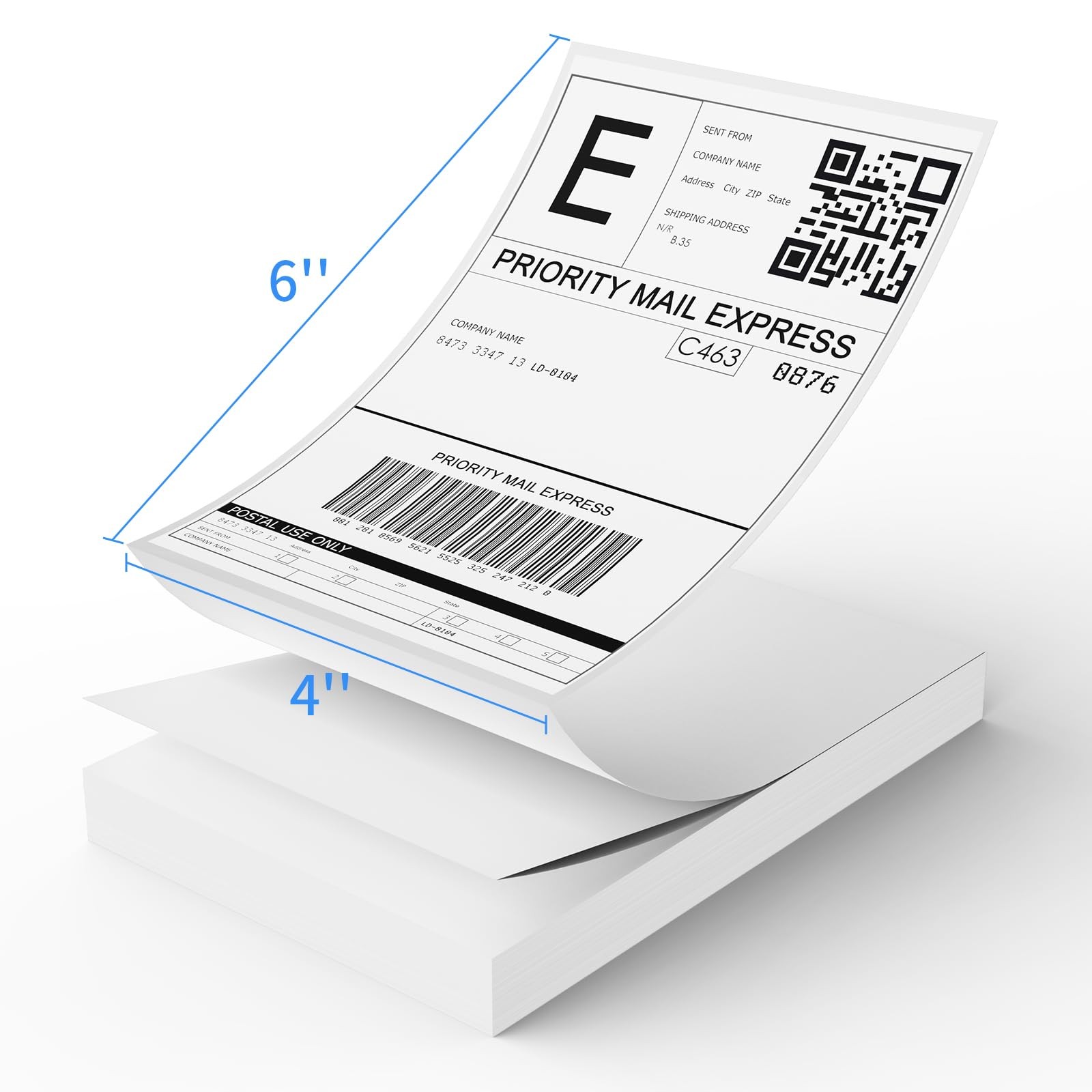 RONGTA 4×6 Thermal Labels, Fanfold Shipping 1 stack | 100 labels, White
