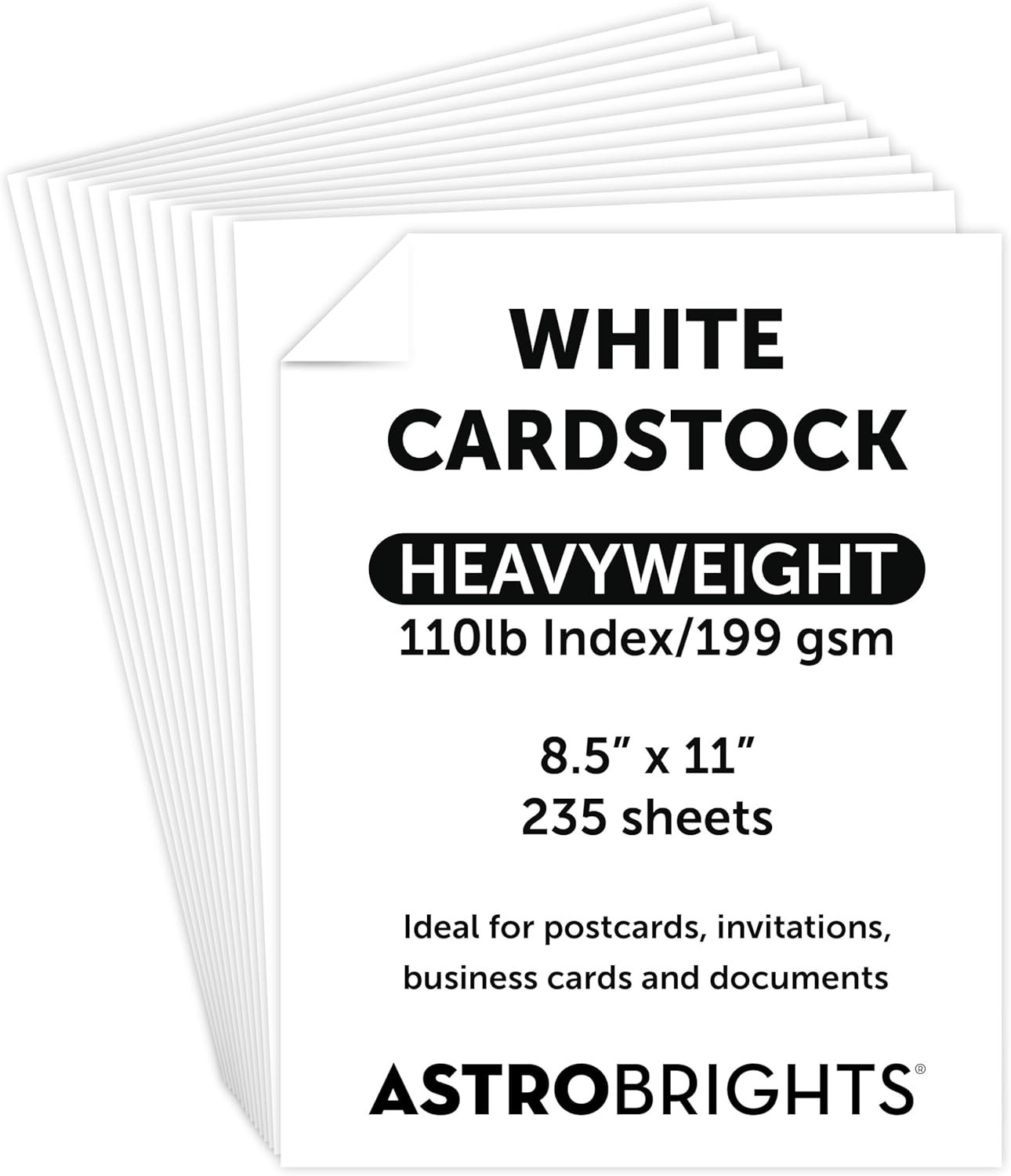 Premium White Cardstock, 8.5″ X 11″, 110 Lb. Index, 94 Brightness, 235 Sheets –