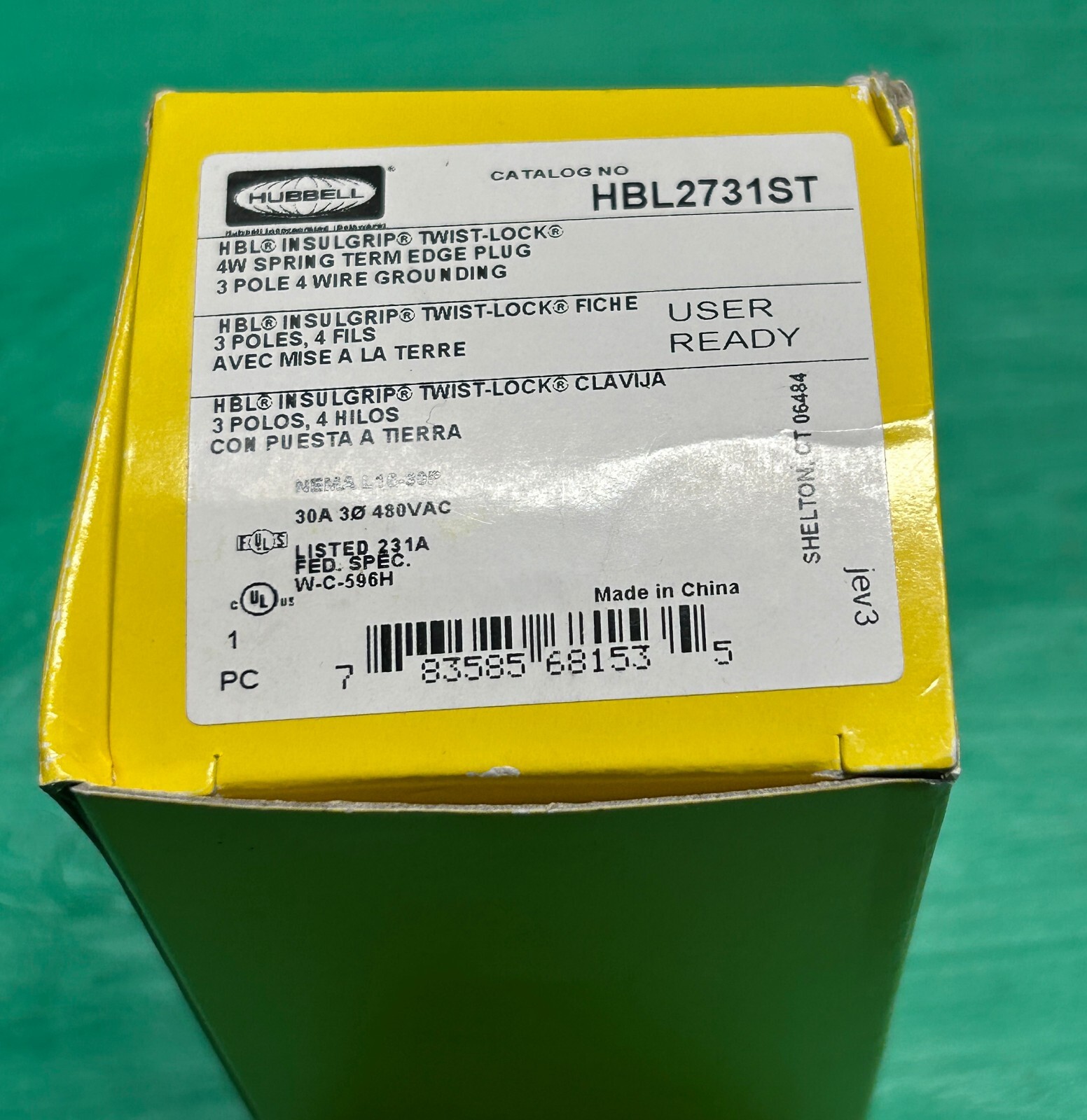 NEW Hubbell twist-lock 30 Amp plug end #HBL2731ST, 480 volt, 3 phase plugs