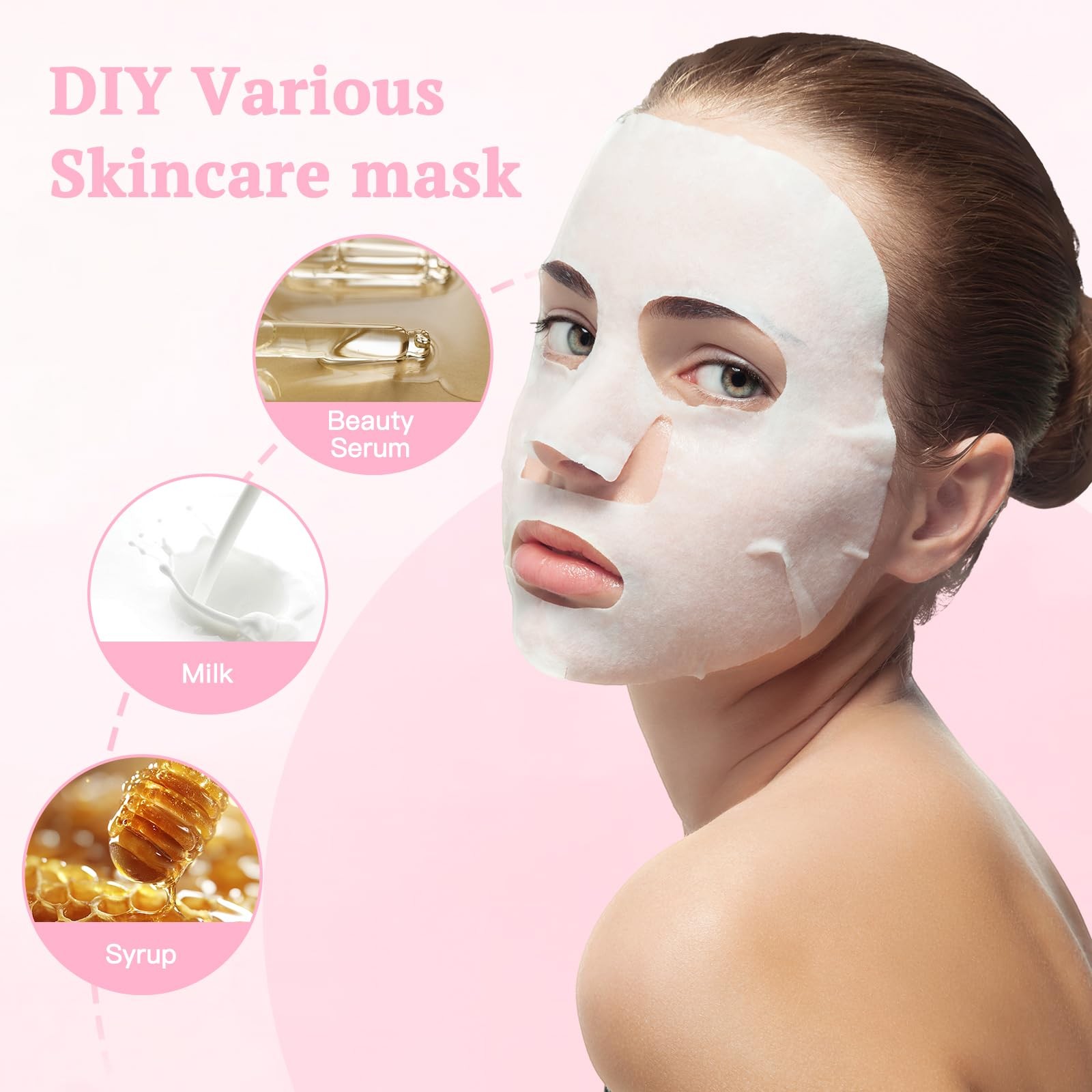 Khrgovd 100PCS Compressed Cotton Facial Mask 1 Count (Pack of 100), White