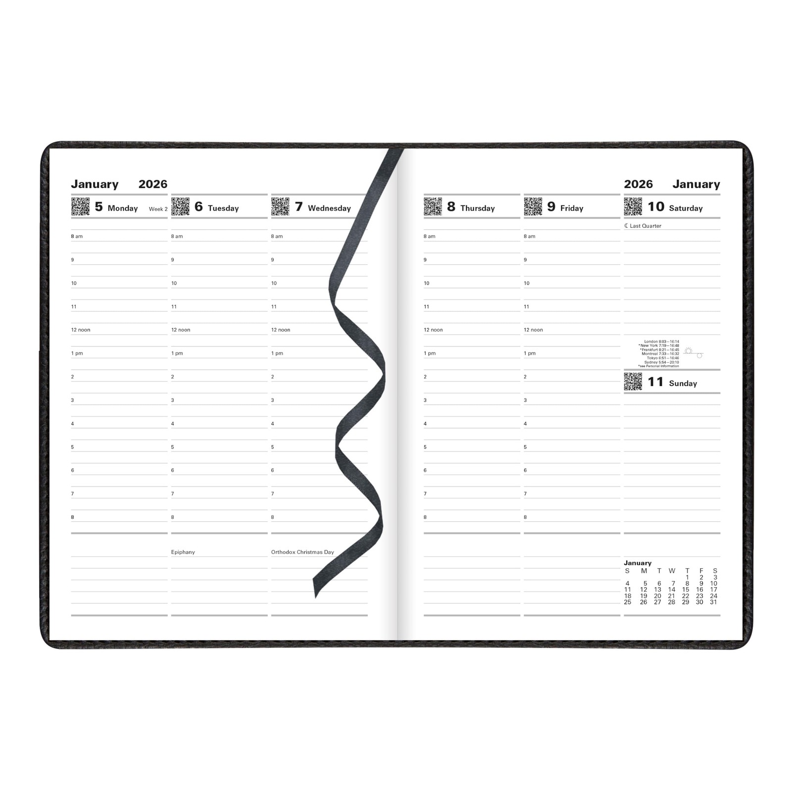 Letts of London® 2026 Milano Weekly Appointment Book and Planner, A5, Black