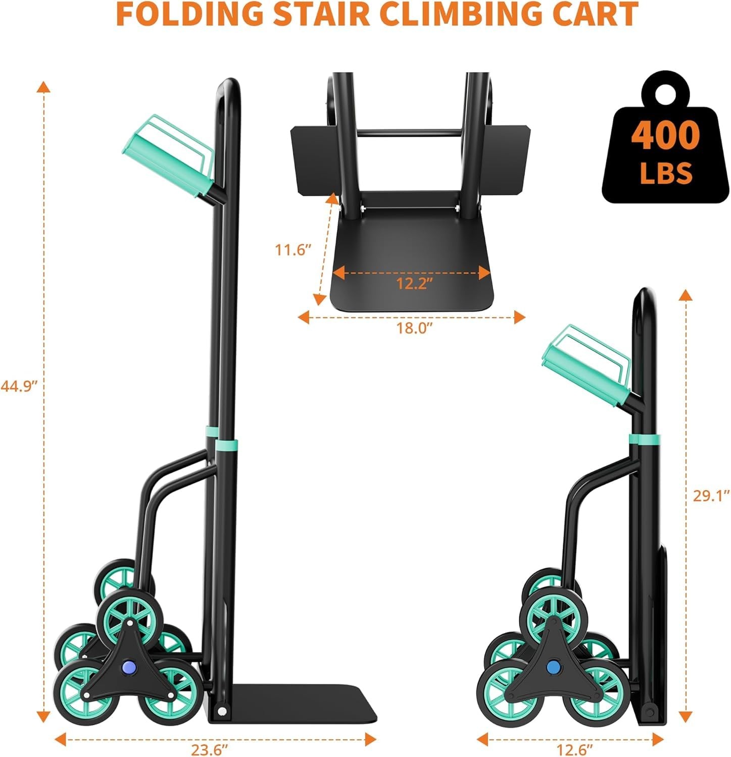 Stair Climber Hand Truck Dolly Heavy Duty Stair Climbing Cart 440 Lbs Capacity