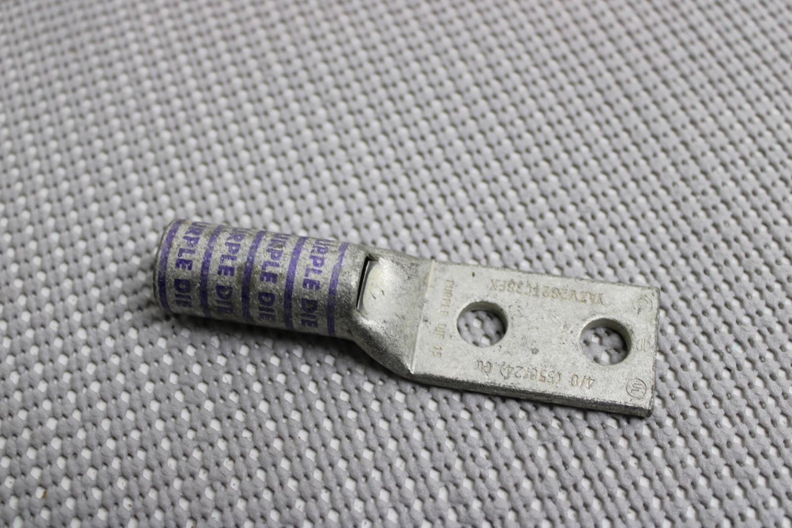 Burndy YAZV282TC38FX- 4/0 Purple Die 15 Two Hole Compression Lug