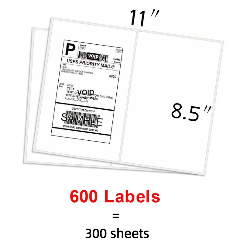 200-600 Half Sheet Shipping Labels Page 8.5×5.5 Self Adhesive Round 2 Per Sheet