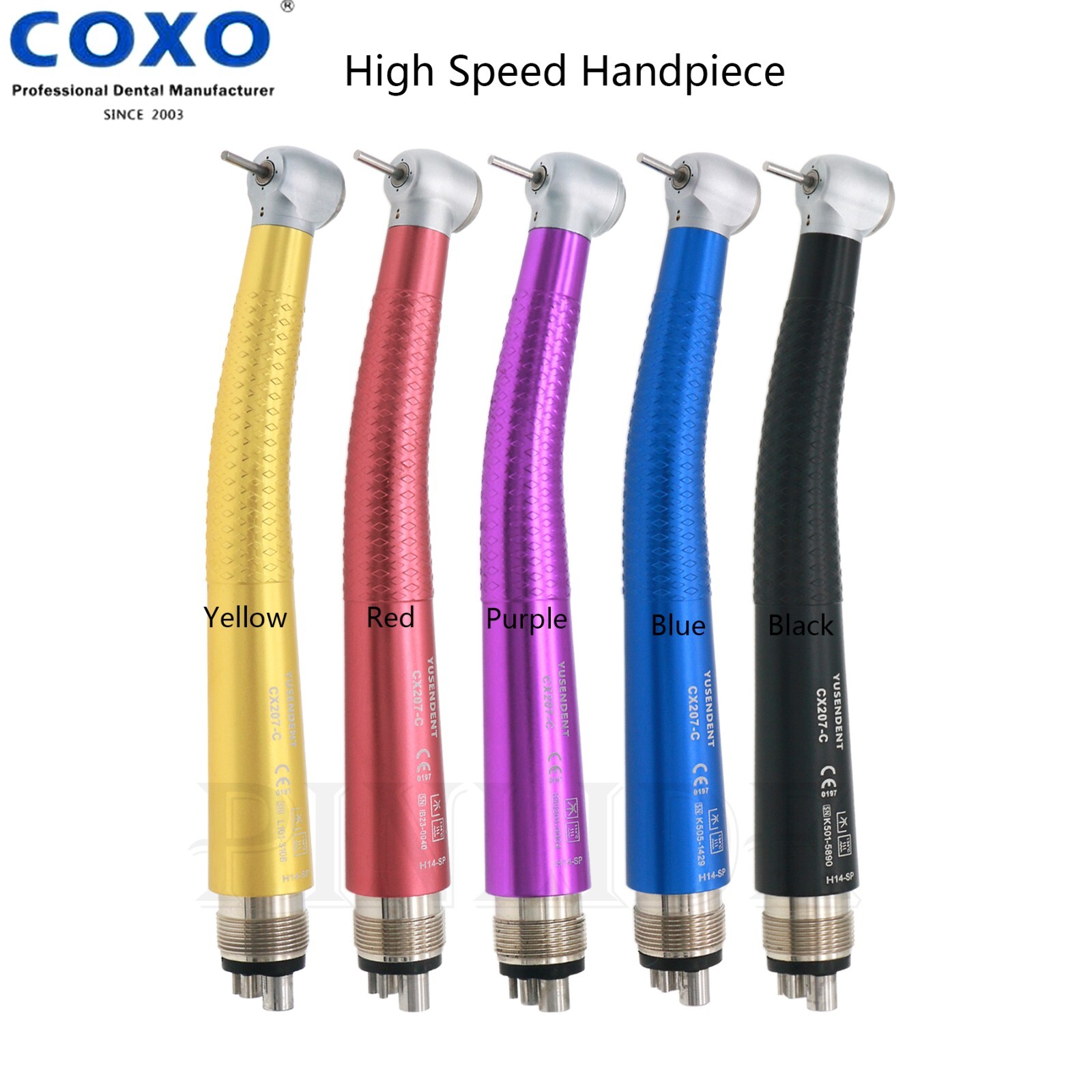 US COXO Dental High Speed Colorful Handpiece CX207-C Air Turbine 4 Holes M4 Blue