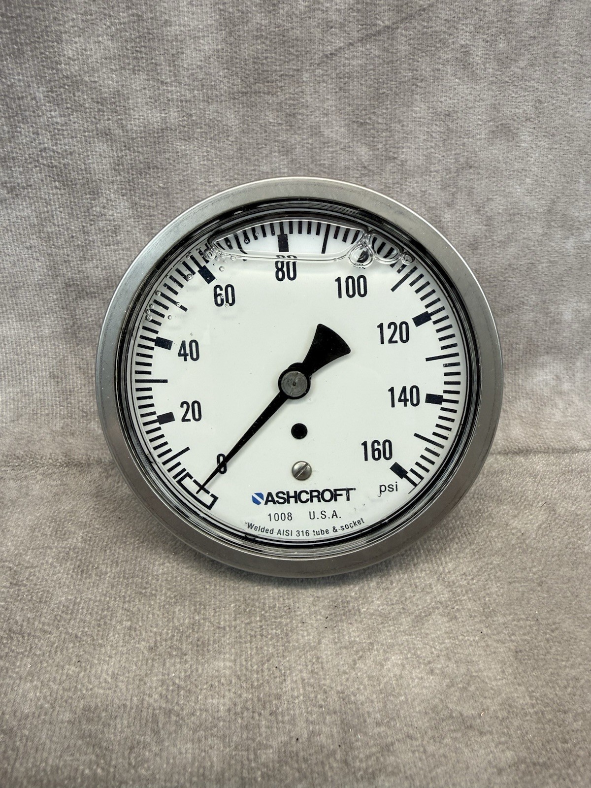 Ashcroft 1008 Pressure Gauge 0-160 PSI 100mm SS Glycerin Filled 1/4in Back Mount