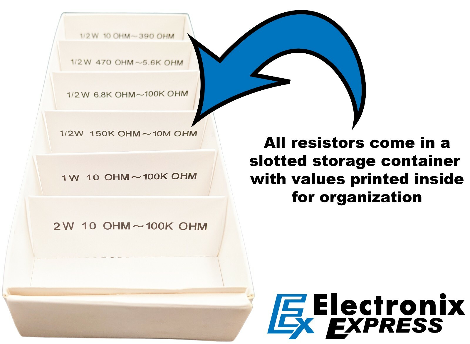 340 Piece Resistor Kit – Includes Assortment of ½ Watt, 1W, and 2W Resistors
