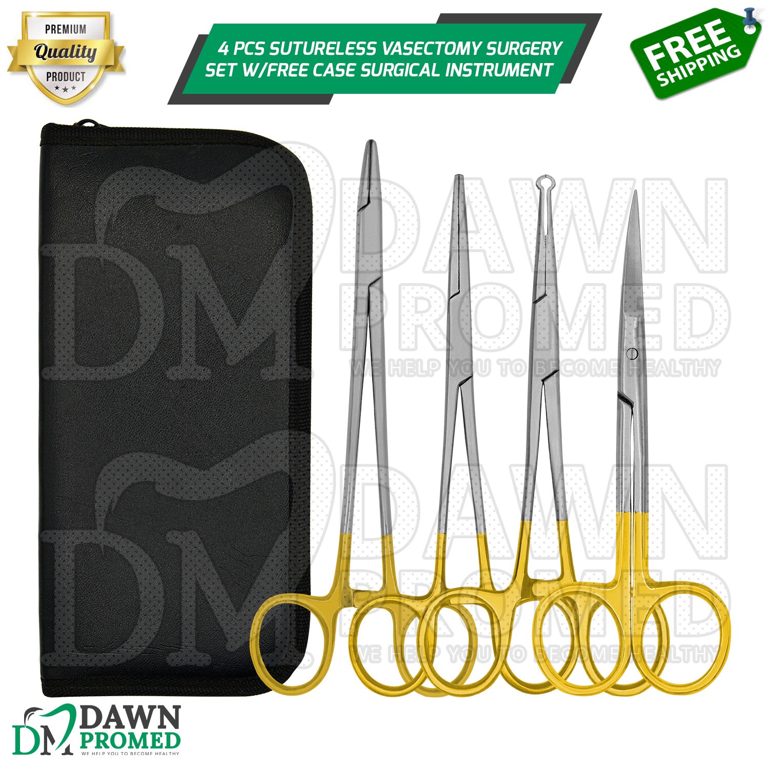 4 Pcs Sutureless Vasectomy Surgery Set W/Free Case Surgical Instrument German Gr