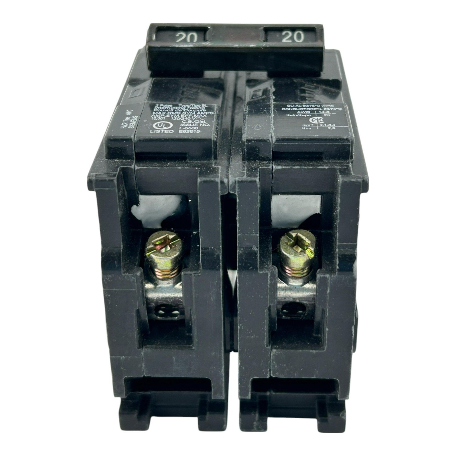 USED Siemens B220 Bolt-On Circuit Breaker 2P 20A 120/240V