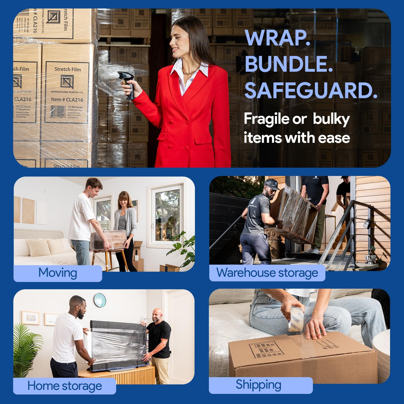 International Plastics 18″ x 1200 ft Clear Stretch Film Wrap 500% Stretch 1 Roll