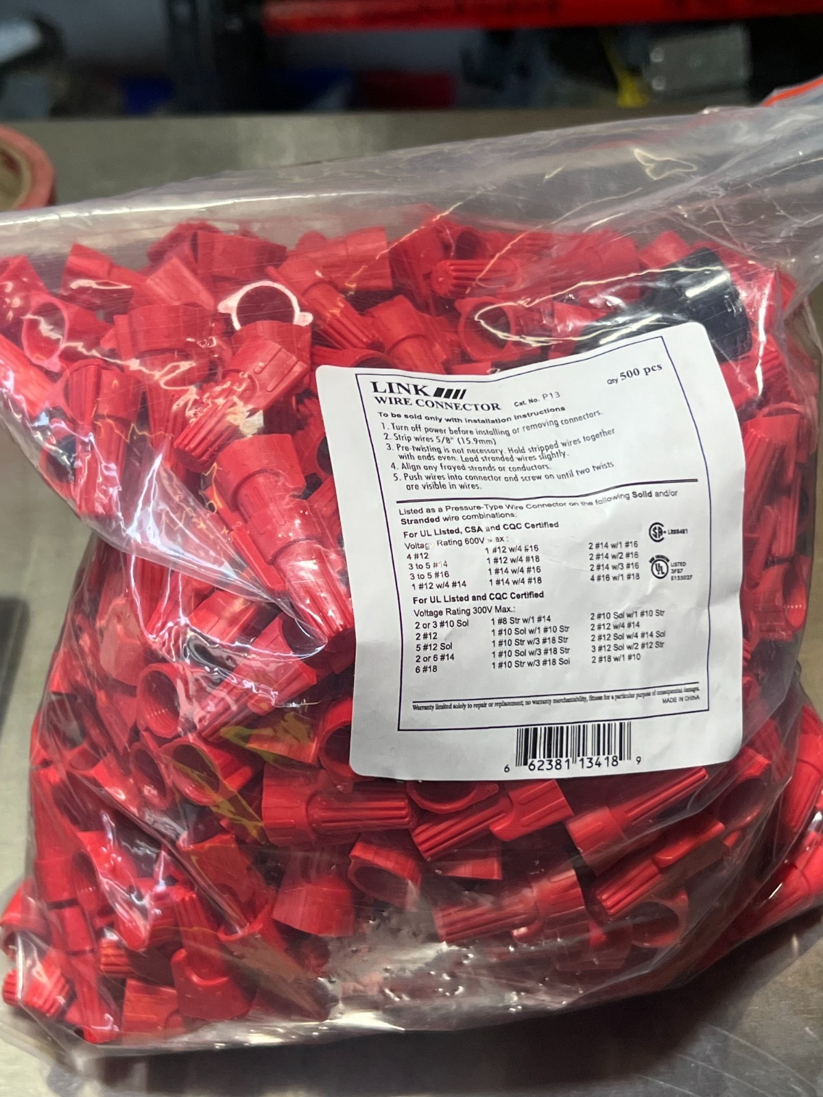 Red Winged 500PCS Type Twist Cable Wire Nuts Connector AWG 22-8 Gauge With Tool