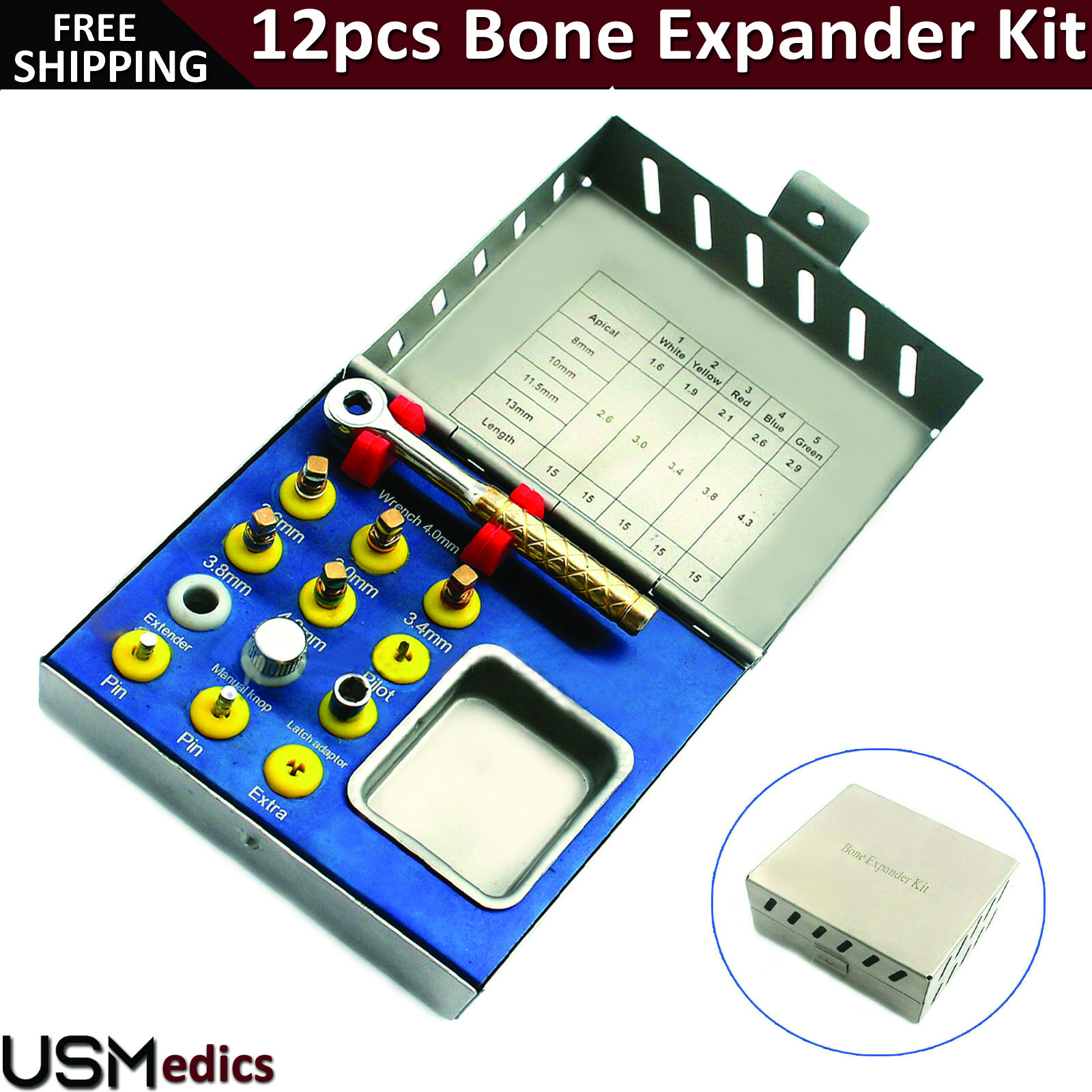 12pcs Surgical Bone Expander Kit Sinus Lift With Saw Disks Dental Implants CE